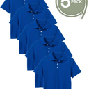 Royal Blue (5-Pack) 5 5-Pack School Uniform Tagless Polo Tshirt for Little Boys & Big Boys